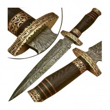 Damascus handmade Bowie Knife sharped blade with free leather sheath